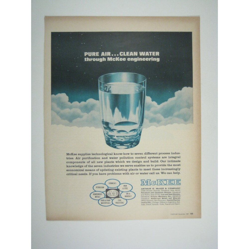 McKee Pure Air Clean Water Vintage Magazine Print 1967 Ad Advertisement